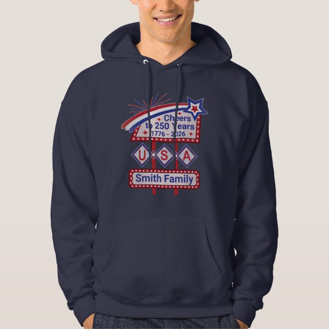 Veste À Capuche Personnalisé USA 250–Marquise Rétro Patriotique (Devant)