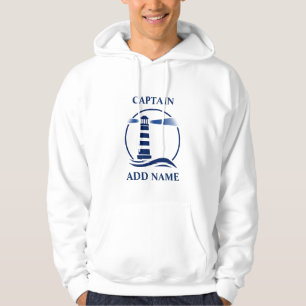 Veste À Capuche Phare marin avec capitaine ou nom de bateau Navy
