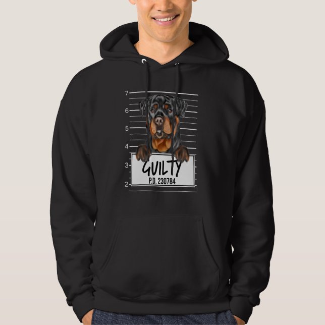 Veste À Capuche Photo D'identité De Rottweiler Chien Coupable (Devant)