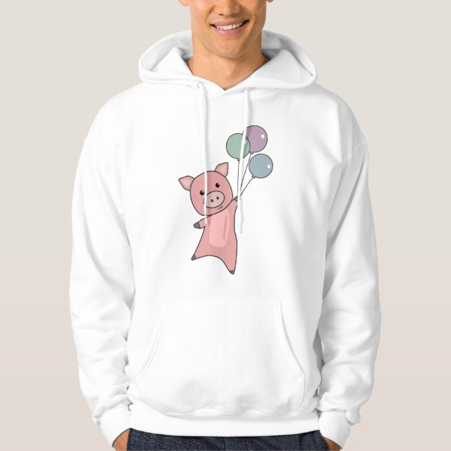 Veste À Capuche Pig Piglet Ballons mouches mignons animaux (Devant)