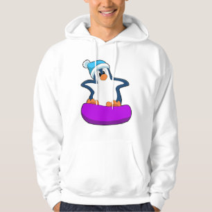 Veste À Capuche Pingouin au snowboard avec snowboard