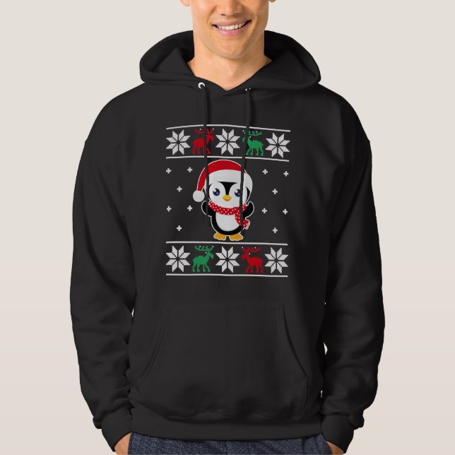 Veste À Capuche Pingouin de Noël Funny Classic laide (Devant)