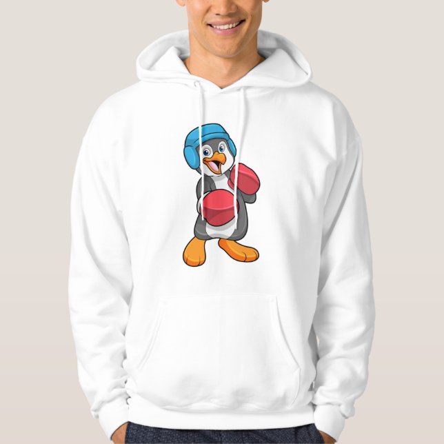 Veste À Capuche Pingouin en boîte avec gants et casque de boxe (Devant)