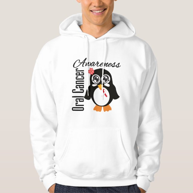 Veste À Capuche Pingouin oral de conscience de Cancer (Devant)