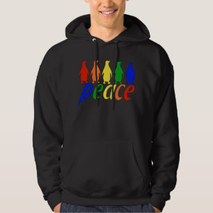 Veste À Capuche Pingouins de paix d'arc-en-ciel