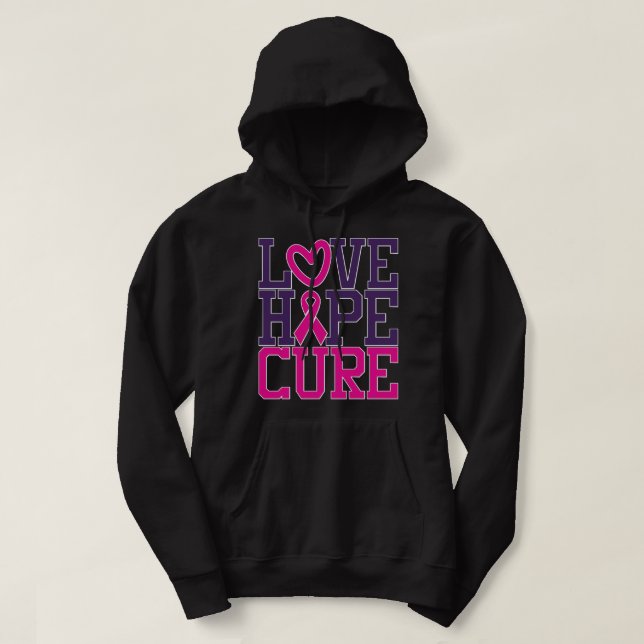 Veste À Capuche Pink Breast Cancer Awareness Love Hope Cure Heart  (Design devant)