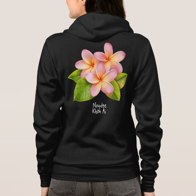 Veste À Capuche Pink Plumeria Frangipani, your Name, Floral (Dos)