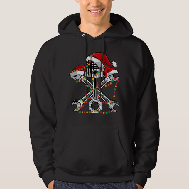 Veste À Capuche Piston Wrench Santa Hat Feux de Noël Véhicule (Devant)