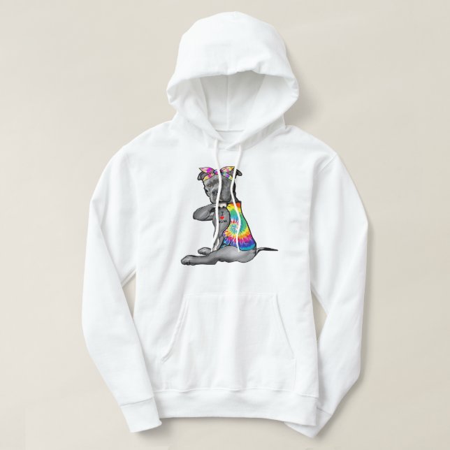 Veste À Capuche Pitbull Chien I Love Maman Tattoo Pitbull Tie Dye  (Design devant)