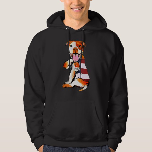 Veste À Capuche Pitbull Chien Tattoo J'aime papa (Devant)