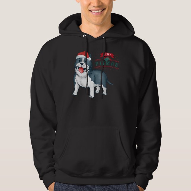 Veste À Capuche Pitbull mignonne avec chapeau de Noël Joyeux Pitma (Devant)