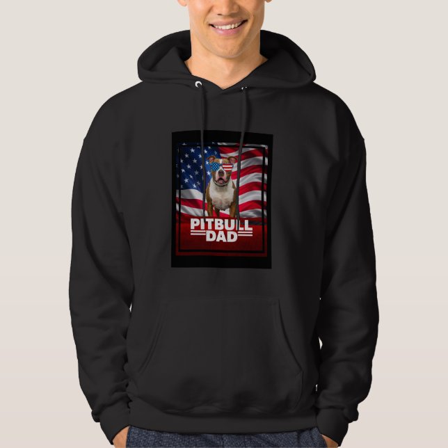 Veste À Capuche Pitbull papa drôle patriotique (Devant)