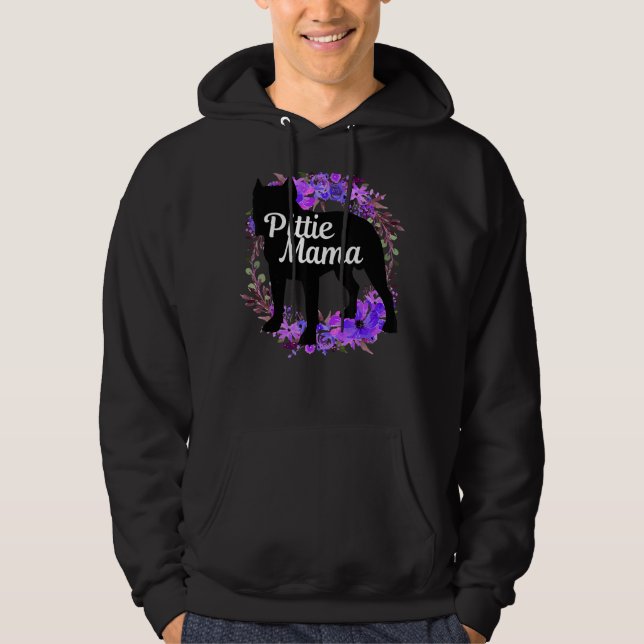 Veste À Capuche Pittie Mama Pitbull Pit Bull Chien Maman 2 (Devant)