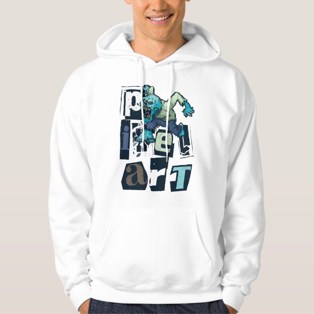 Veste À Capuche Pixel art et monstre (Devant)
