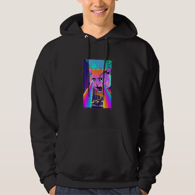 Veste À Capuche Pixie Acide Laser Chat Dans La Ville Psychedelic R (Devant)