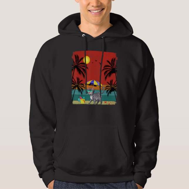 Veste À Capuche Plage Cocotier Arbre Retro Bobcats Été (Devant)