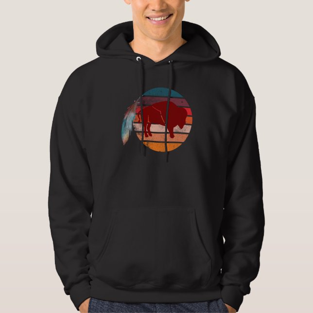 Veste À Capuche Plume de bison autochtone amérindien (Devant)