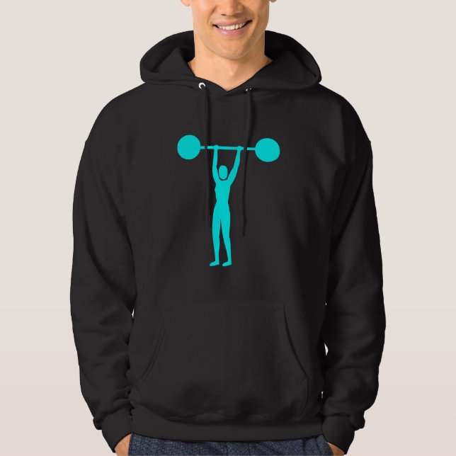 Veste À Capuche Poids Lifting 02 - Cyan (Devant)