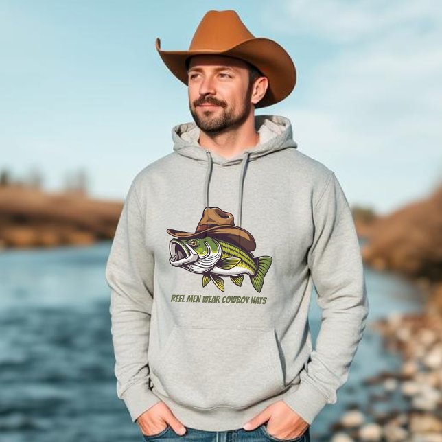 Veste À Capuche Poisson amusant avec un Casquette cowboy (Funny Fish Hoodie Fish with a Cowboy Hat For Him Fathers Day Gifts for Him)