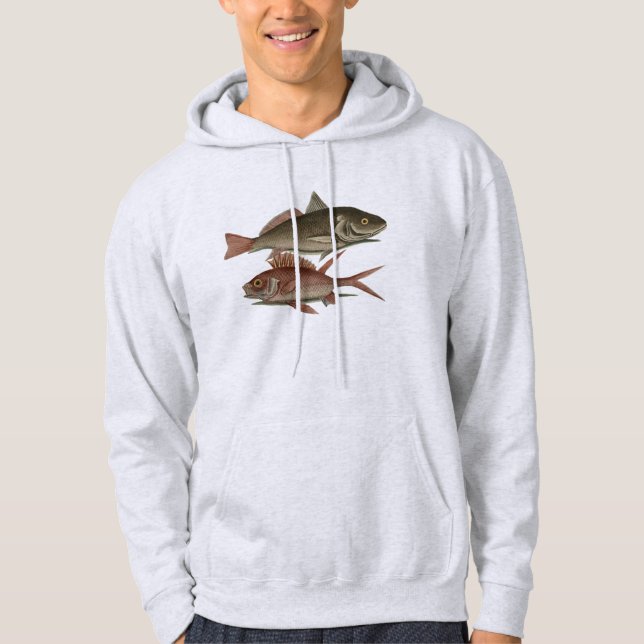 Veste À Capuche Poisson Perche rouge Art pêcheur (Devant)