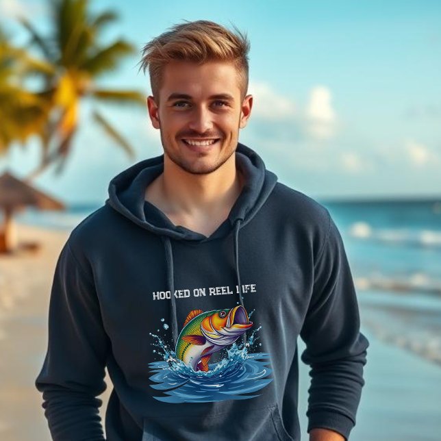 Veste À Capuche Poisson sur la vie de bobine (Fish out of Water Hooked on Reel Life Hoodie-Fisherman Core-For Him-Summer Hoodie-Beach Hoodie-Surf)