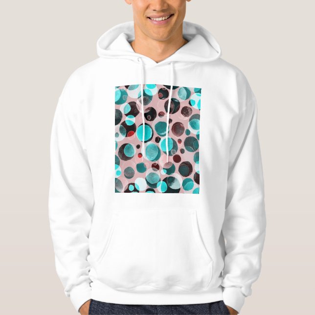 Veste À Capuche Polka point aquarelle, motif abstrait. (Devant)