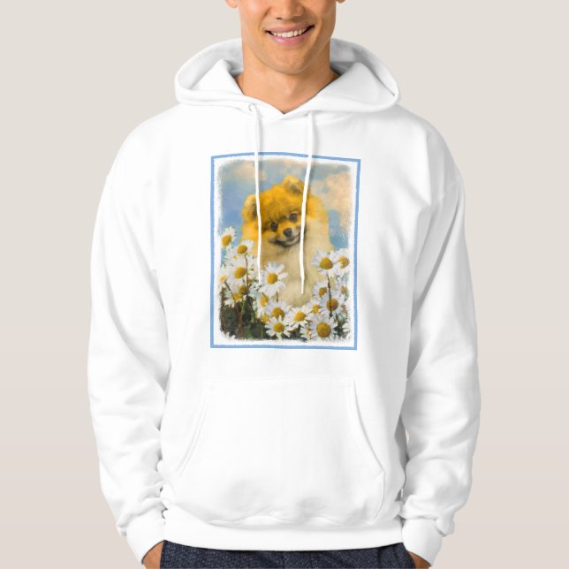 Veste À Capuche Poméranien dans Daisies Peinture - Art Chien origi (Devant)