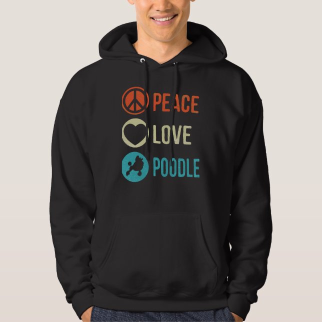 Veste À Capuche Poodle Chien Peace Love Poodle (Devant)