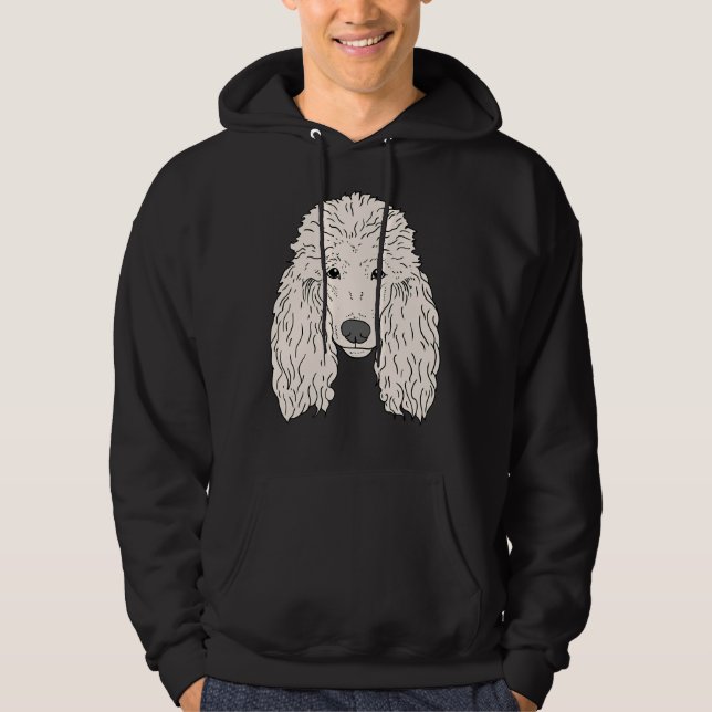 Veste À Capuche Poodle Chien Visage main tiré fourrure blanche (Devant)