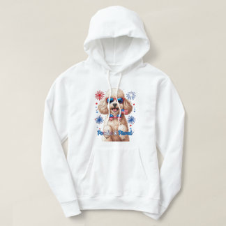 Veste À Capuche Poodle & Fier - T-shirt 4 juillet chien