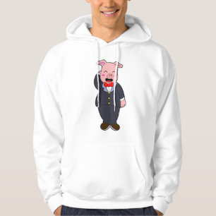 Veste À Capuche Porc comme marié avec costume et cravate