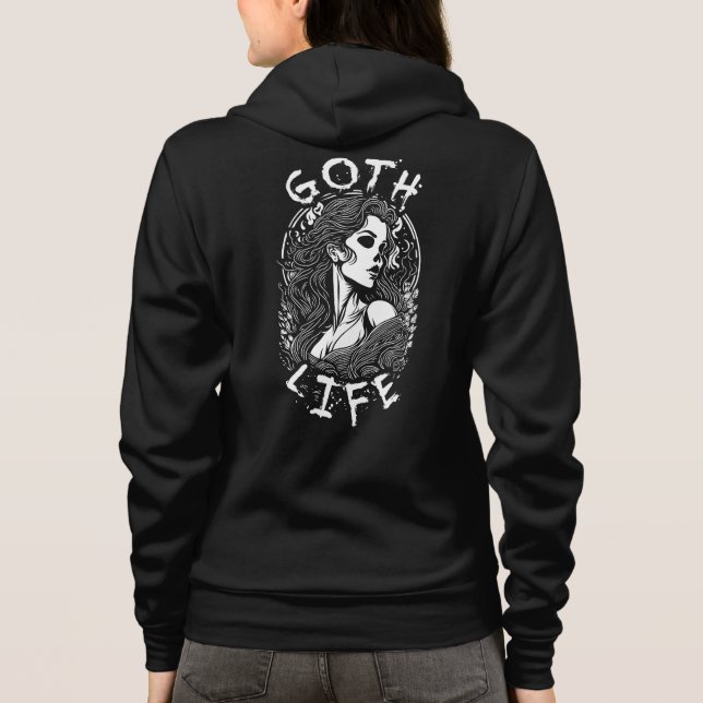 Veste À Capuche Portrait Et Citation Gothique De Fille De Crâne -  (Dos)