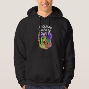 Veste À Capuche Portrait Pop coloré Australian Shepherd Chien Papa