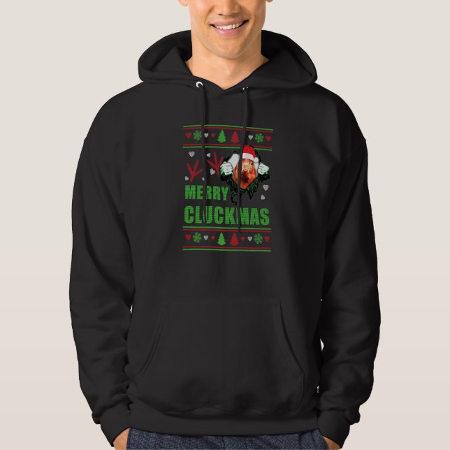 Veste À Capuche Poulet Joyeux Cluckmas Noël Poulet (Devant)