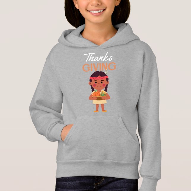 Veste à capuche pour enfants de Thanksgiving Fille (Devant)