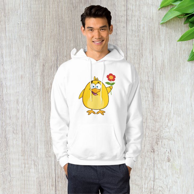 Veste À Capuche Poussin tenant une fleur drôle d'animal heureux (Créateur téléchargé)