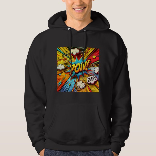 Veste À Capuche POW ! ZAP ! Mot d'action comique - Design amusant  (Devant)