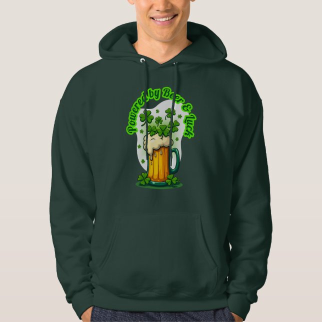 Veste À Capuche Powered by Beer St Patrick’s Day Shirt – moletom (Devant)