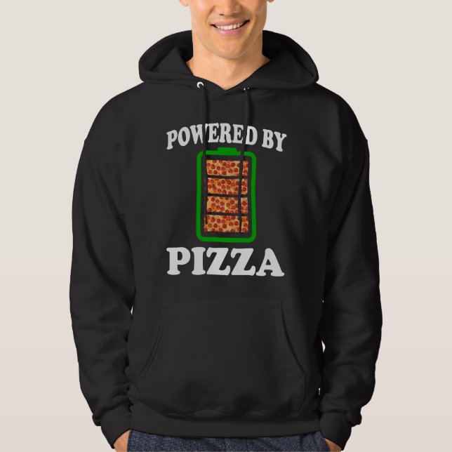 Veste À Capuche Powered By Pizza - Pizza Drôle (Devant)