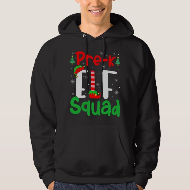 Veste À Capuche Pré-K ELF Squad Funny Christmas ELF Enseignant pou (Devant)