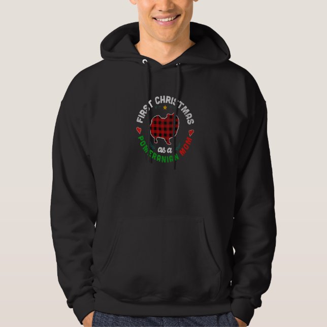 Veste À Capuche Premier Noël en tant que mère de Pomeranian   (Devant)