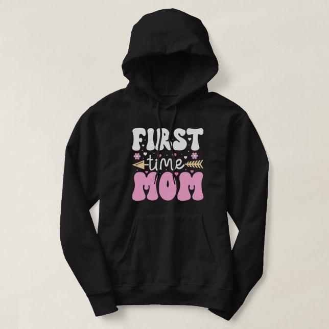 Veste À Capuche Première Maman Joyeuse Fête des mères de la matern (Design devant)