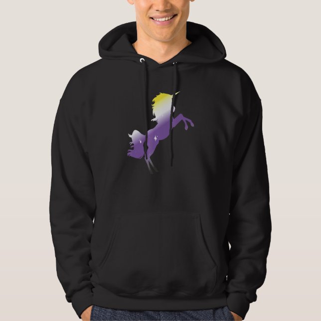 Veste À Capuche Pride Mois Queer Non binaire Drapeau Unicorn Lgbt  (Devant)