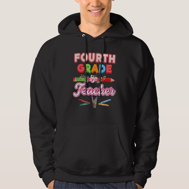 Veste À Capuche Professeur de 4e année Quatrième crayon Floral Fle (Devant)