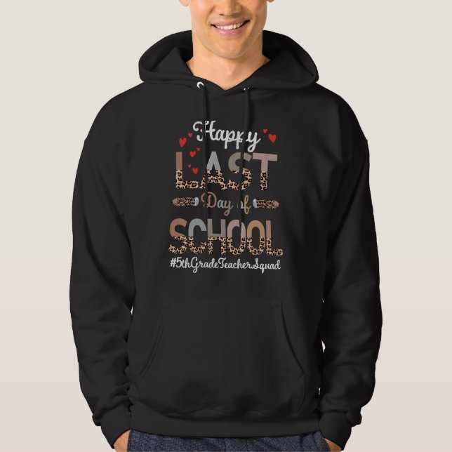 Veste À Capuche Professeur de 5e année Joyeux Jour de l'école Leop (Devant)