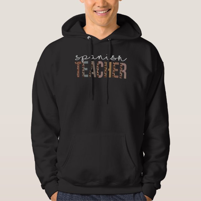 Veste À Capuche Professeur Espagnol Leopard Appréciation Pour Les  (Devant)