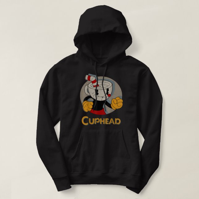 Veste À Capuche Profil d'ombre circulaire de la tête de cuphead Vi (Design devant)