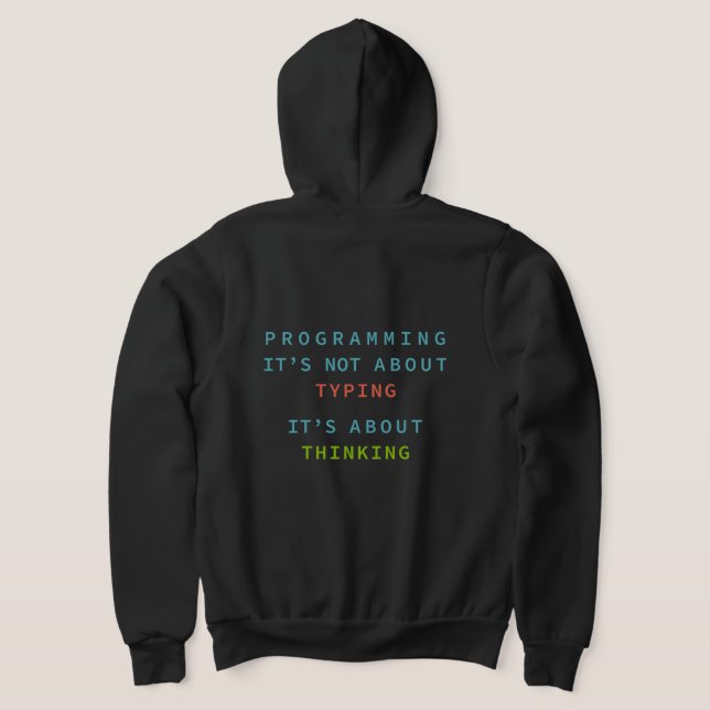 Veste À Capuche Programming Is Thinking, Not Typing – Developer (Couchage Retour)