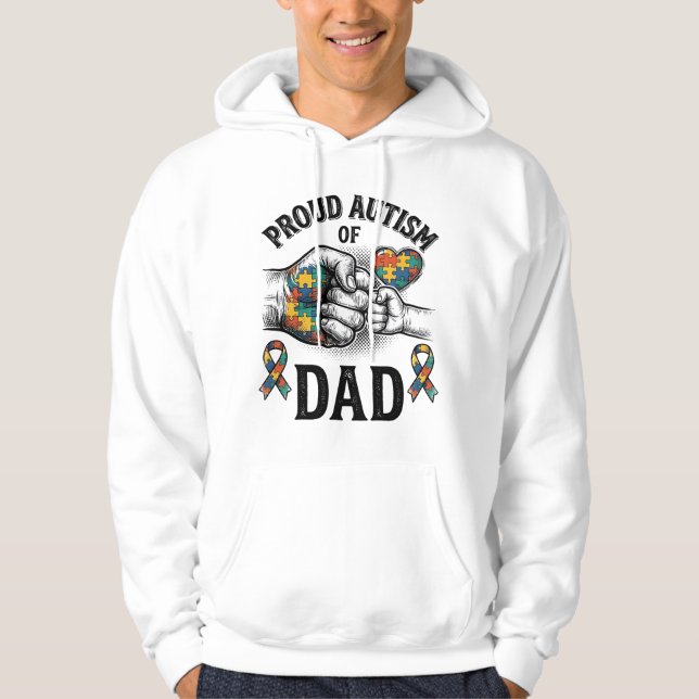 Veste À Capuche Proud Autism Dad Vintage Engraving Awareness Shirt (Devant)