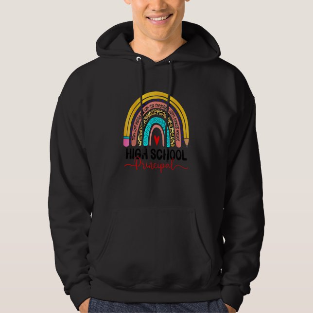 Veste À Capuche Proviseur de lycée Boho Rainbow Léopard Retour à (Devant)
